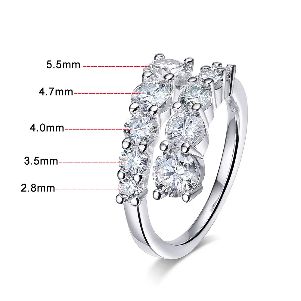 D VVS Moissanite Rings for Women Sparkling Diamond Engagement Wedding Band with GRA 925 Sterling Sliver Plated 18k Ring