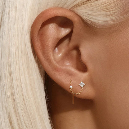 925 Sterling Silver Long Chain Tassel Baroque Irregular Pearl Dangle Earrings for Women C Shape Earrings Jewelry Pendientes