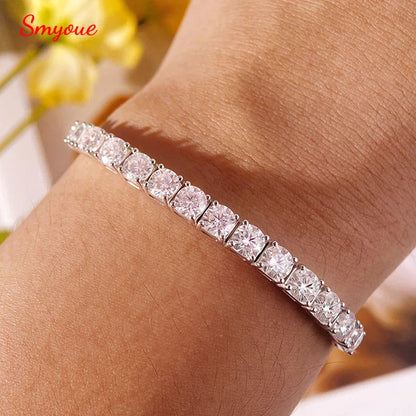 3/4/5mm Adjustable Moissanite Tennis Bracelet for Women Men D Vvs1 Round Gems Lab Diamond Chain S925 Sterling Silver