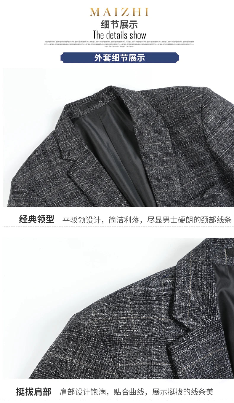 Blazer Vest Pants  Boutique Plaid Men's Formal Groom Wedding Dress Slim Suit 3Pcs or 2Pcs Men's Casual Business Suit Tuxedo