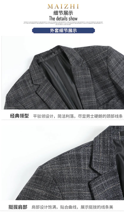 Blazer Vest Pants  Boutique Plaid Men's Formal Groom Wedding Dress Slim Suit 3Pcs or 2Pcs Men's Casual Business Suit Tuxedo