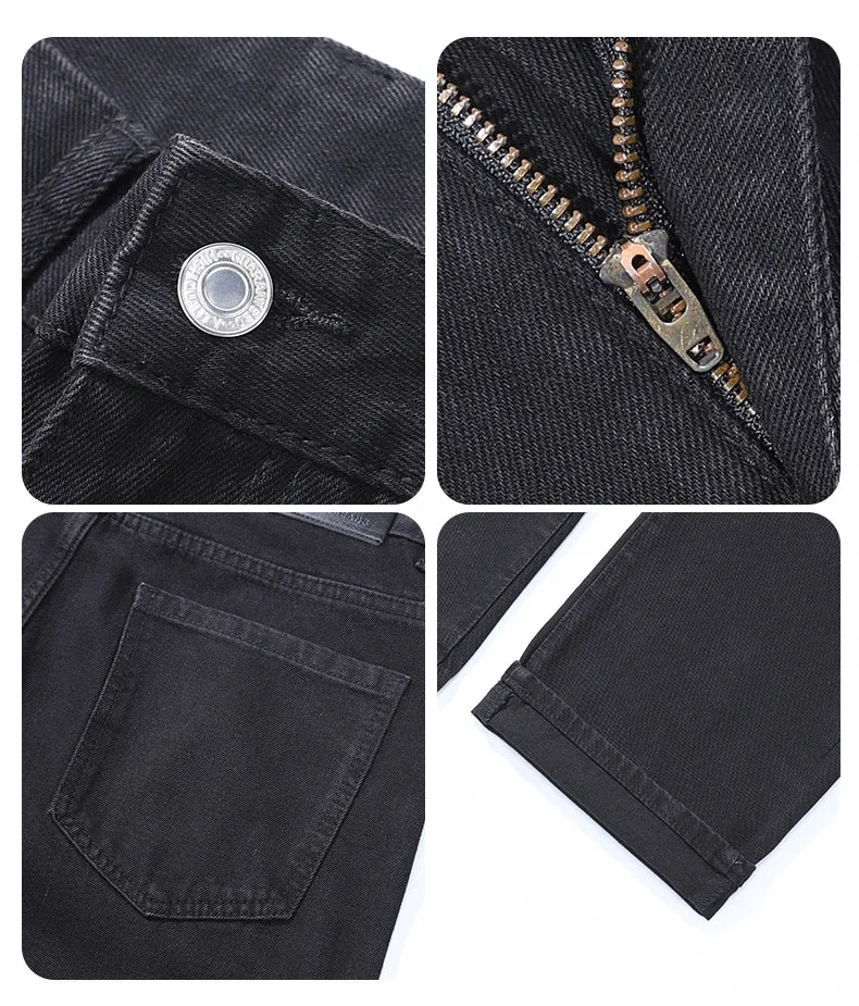 Autumn Jeans Men Black Casual Baggy Trousers Classic Straight Comfortable Wide Denim Trousers  Men Clothing