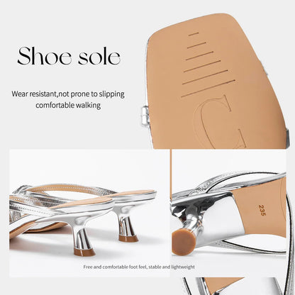 Women's Sandals Summer Cowhide New Thin Belt Business Fashion Sandals Wedding and Dinner Shoes
