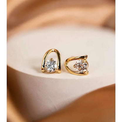 0.5/1 Carat D Color Moissanite Diamond Stud Earrings 925 Sterling Silver Plated Yellow Gold Ear Studs for Women Fine Jewelry