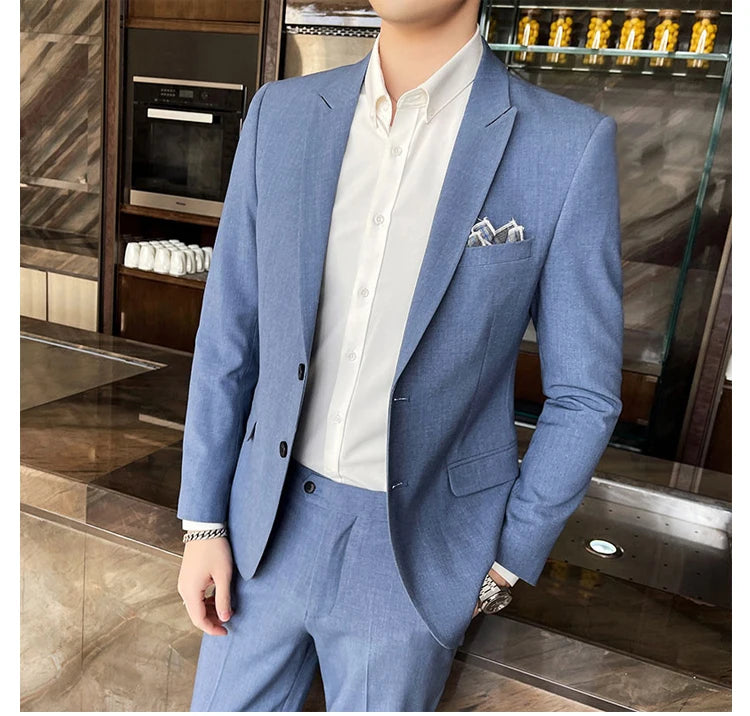2025 Men's Business Suit Slim-fit Wedding Dress Two-piece Set M-4XL Stylish Handsome All-in-one Banquet Trousers