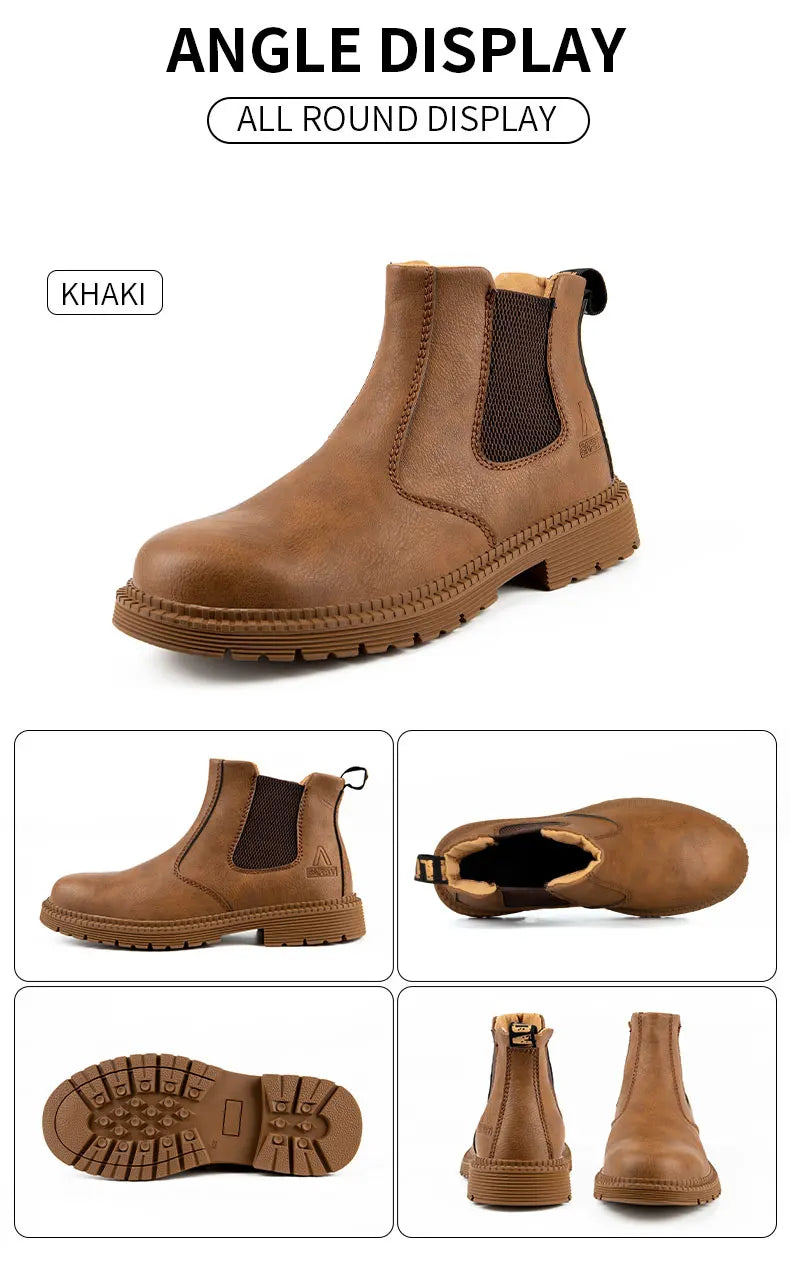 Men Women  Lerther Work Boots Indestructible Safety Shoes Steel Toe Puncture-Proof Work Sneakers Male Work Shoes