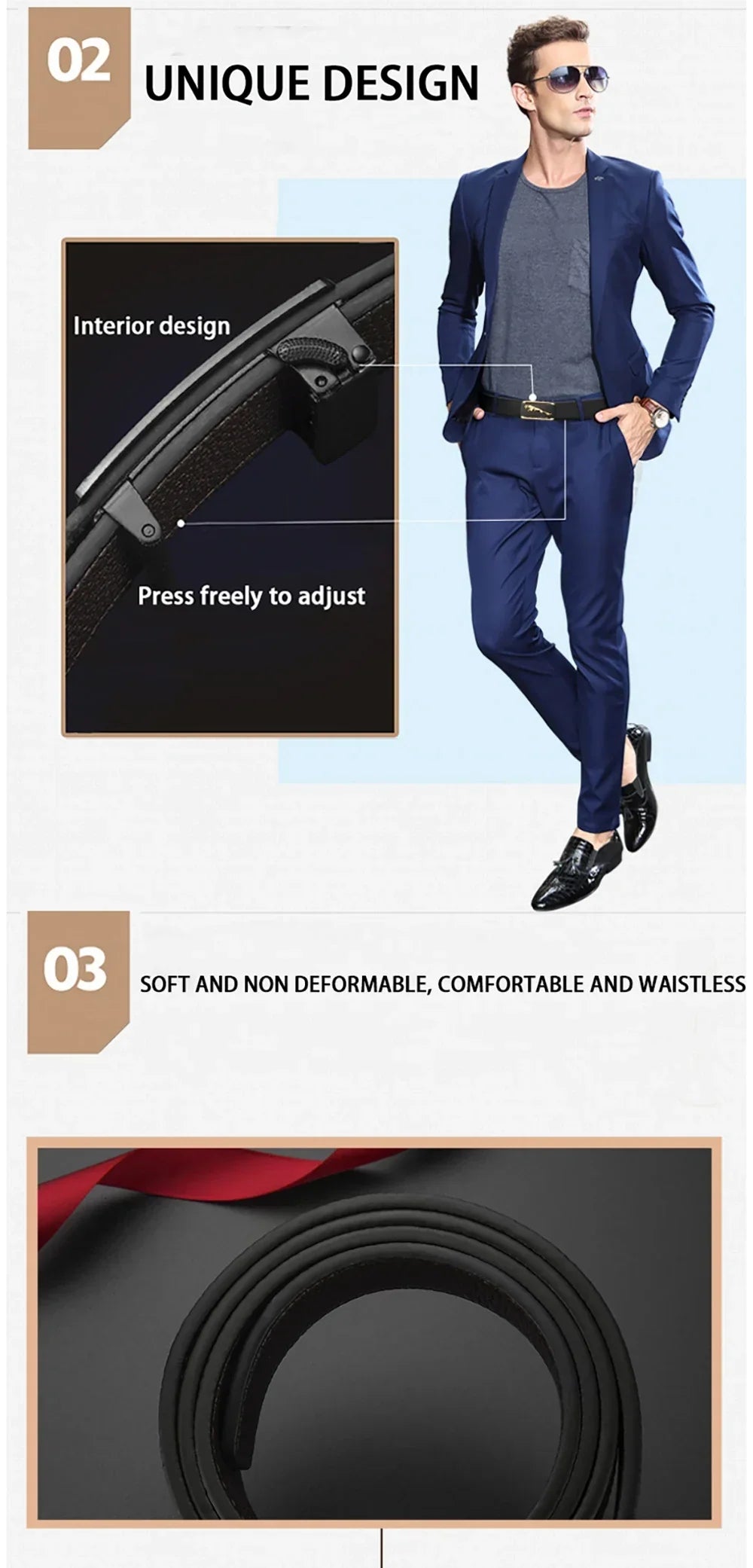 1pc Fashion Business Men'S Belt Genuine Luxury Brand Belt Automatic Buckle Belt PU Leather Soft Belt With Cargo Pants Jeans Belt