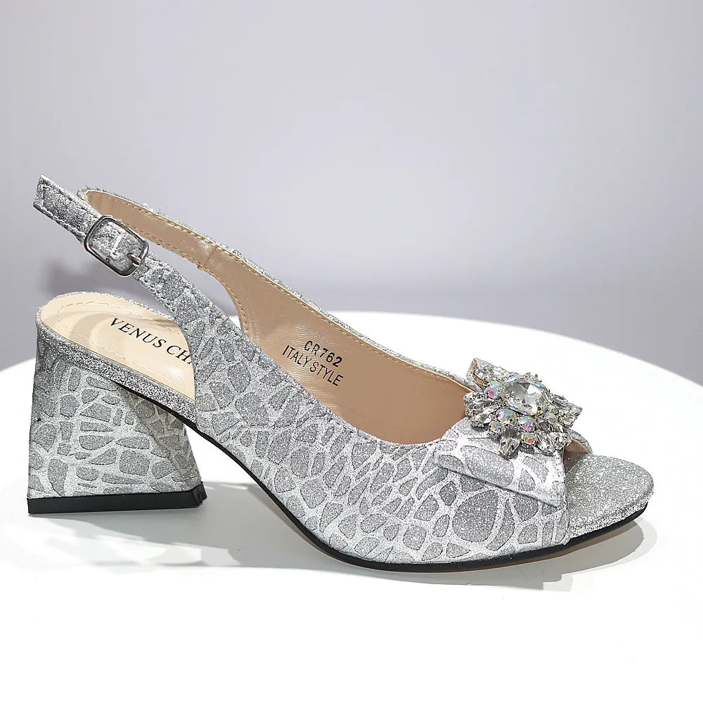 African Fashion Italian Shoes And Bag Sets For Evening Party With Stones Colorful Italian Handbags Match