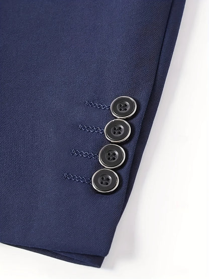 Men's Burgundy 2-Piece Suit Set (Blazer + Trousers Only, No Vest Included),Slim Fit Formal Business Wedding Party Jacket & Pants
