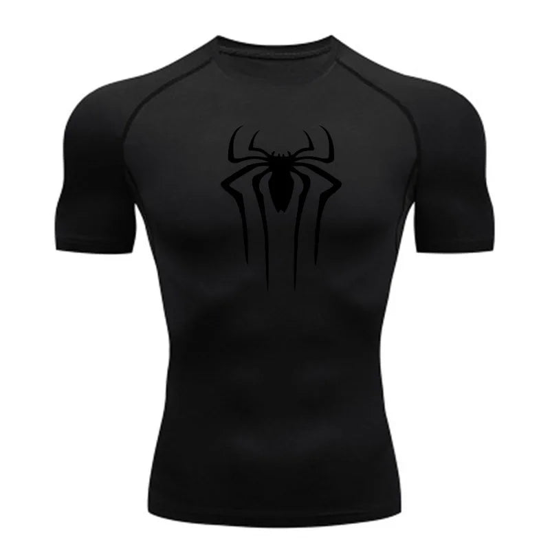 Nova Camiseta de Compressão Masculina Fitness Academia Super Herói Esporte Corrida Camisa Rashguard Tops Secagem Rápida Manga Curta Para Homens