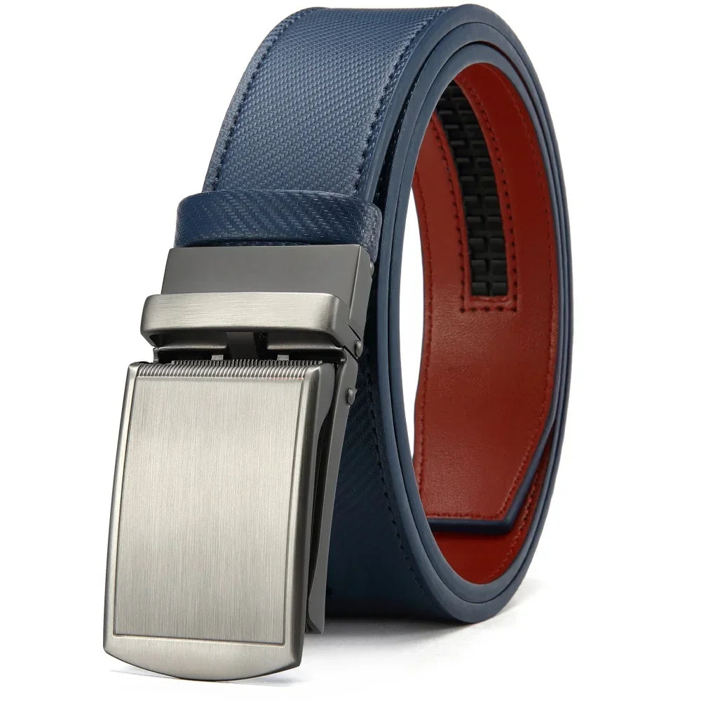 New Mens Belt Automatic Genuine Leather Luxury Belt of Men Male Metal Automatic Buckle Designer High Quality Waist Belt Black