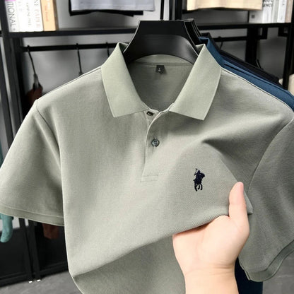 Designer brand 100% cotton short sleeve polo shirt luxury fashion pony embroidery men's business leisure summer new Paul T-shirt