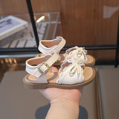 Girls Cute Lace Bow Princess Sandals New Little Kids Soft-soled Beach Summer Shoes Size 22-31