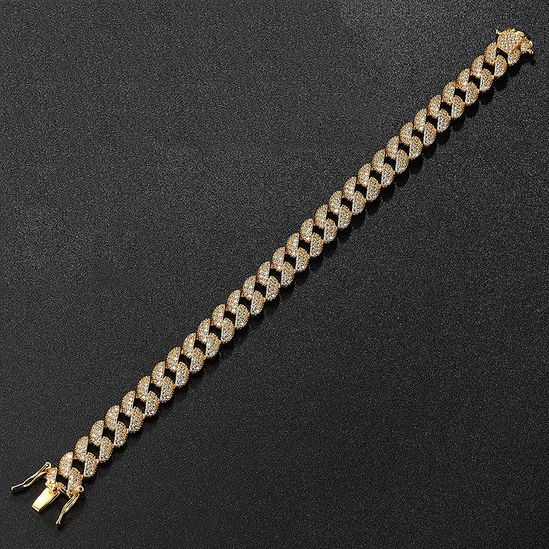 Full 1.1mm D Color Moissanite Cuban Bracelet For Man Women 925 Silver Pass Diamond Test 9.3mm Wide Link Chain Bracelets