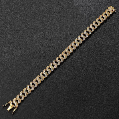 Full 1.1mm D Color Moissanite Cuban Bracelet For Man Women 925 Silver Pass Diamond Test 9.3mm Wide Link Chain Bracelets