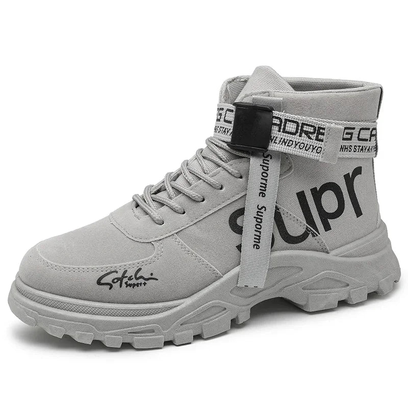 Cloth Men Boots High Top Ankle Boots British Style Men Casual Shoes Outdoor Breathable Walking Sneakers Comfortable Work Boots