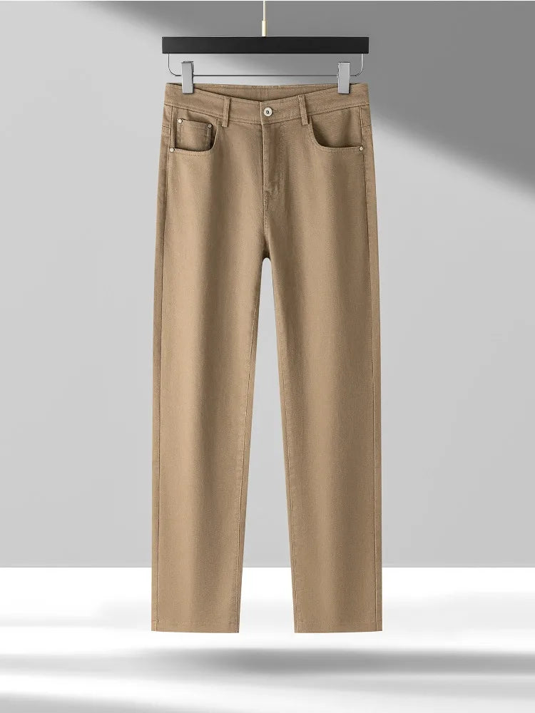 Lyocell Jeans Men Spring Autumn New Fashion Comfortable Straight Long Pants Soft Business Brand Classic Stretch Denim Trousers