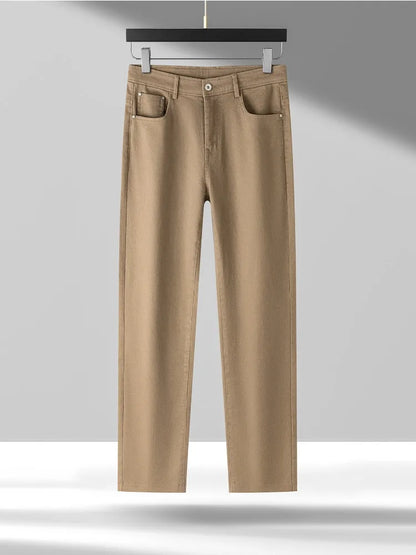 Lyocell Jeans Men Spring Autumn New Fashion Comfortable Straight Long Pants Soft Business Brand Classic Stretch Denim Trousers