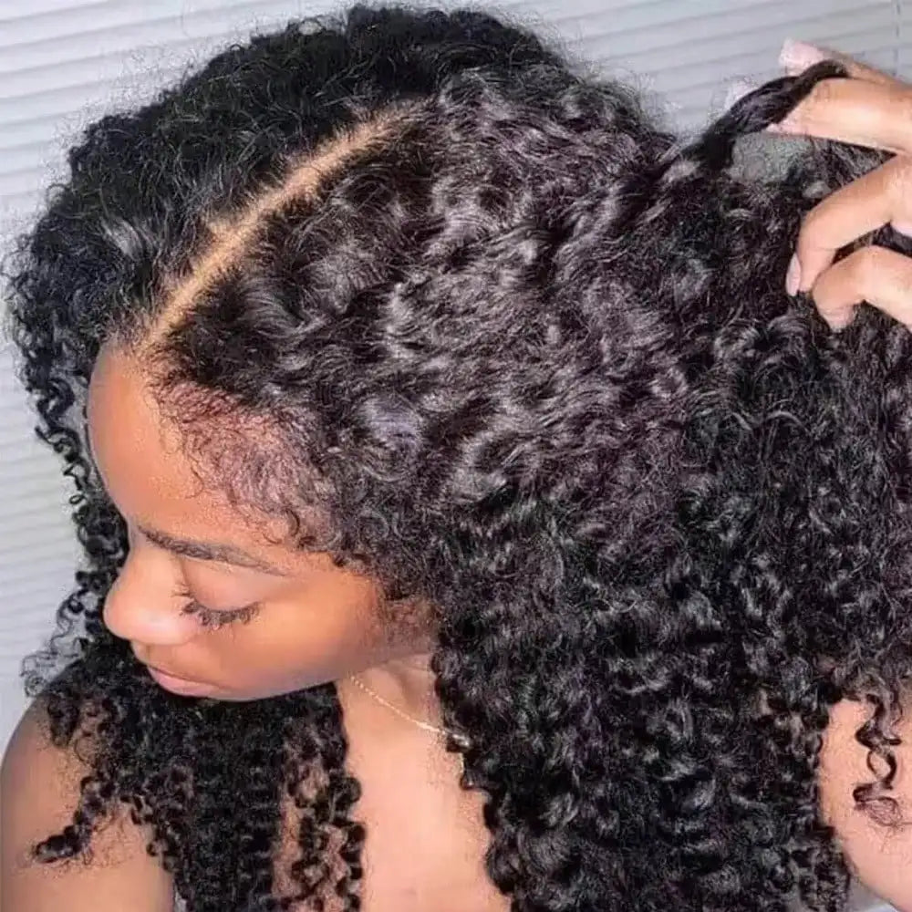 Curly 13x4 HD Swiss Lace Frontal Human Hair Wig Pre Plucked with Natural Full Edges and Baby Hair for Women