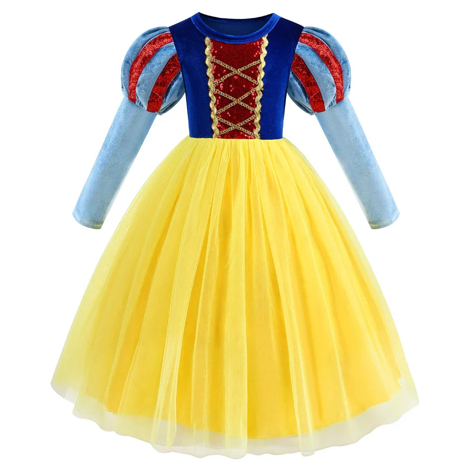 Halloween Girl Snow White Costume Party Dresses For Girls Cartoon Role Playing Outfits Kids Christmas Theme Fantasy Tulle Gown