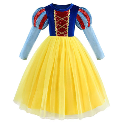Halloween Girl Snow White Costume Party Dresses For Girls Cartoon Role Playing Outfits Kids Christmas Theme Fantasy Tulle Gown