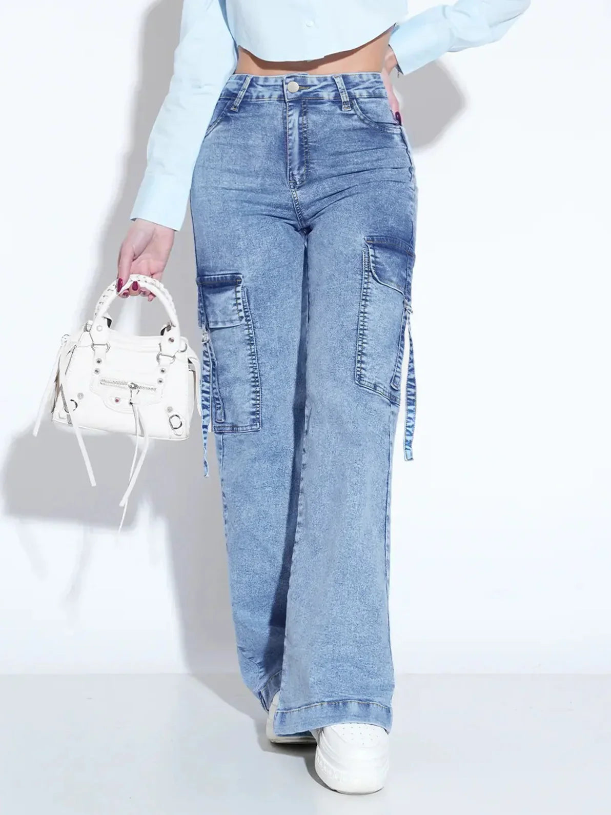 Women's Utility Denim Jeans - Multi-Pocket Work Pants