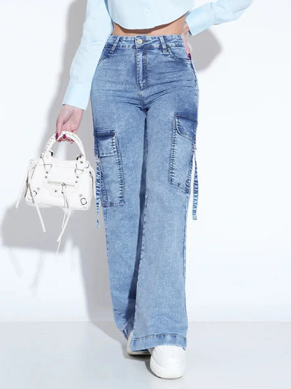 Women's Utility Denim Jeans - Multi-Pocket Work Pants