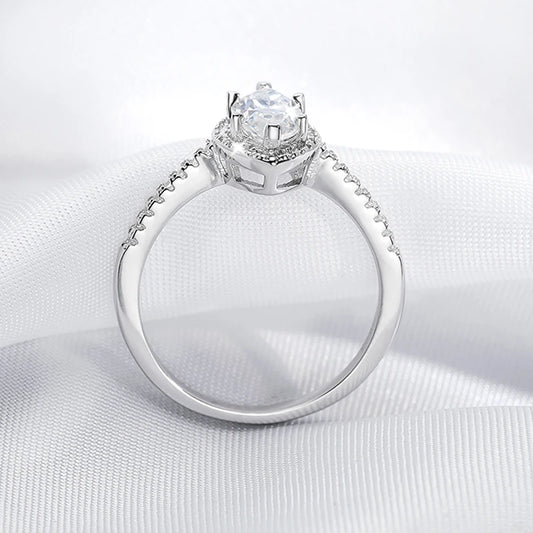 1CT Marquise Cut Certified Moissanite Rings for Women Simulated Diamond Wedding Band S925 Sterling Silver Jewelry