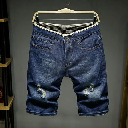 Men Shorts Thin Section Elastic Force Slim Fit Short Jeans
