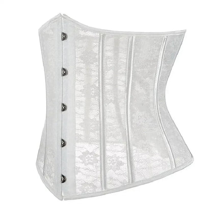 Women Underbust Corset Tops Black White Transparent Mesh Lace Bustier Plastic Bones Basques Body Shaper Waist Cincher Korset
