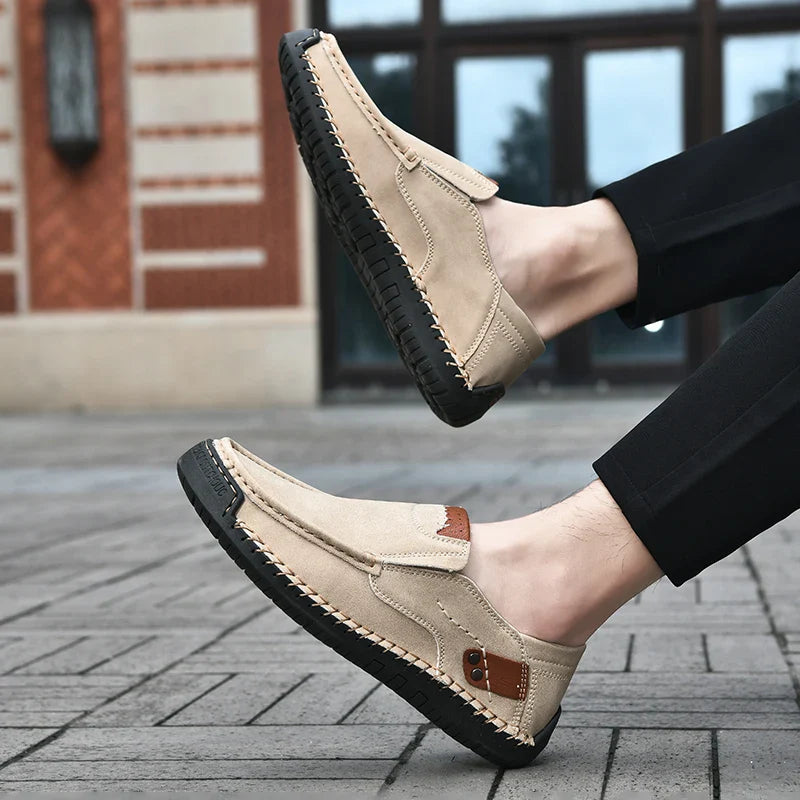 Handmade Leather Men Shoes Casual Comfortable Slip On Loafers Men Leather Shoes Flats Moccasins Walking Shoes Fall Dropshipping