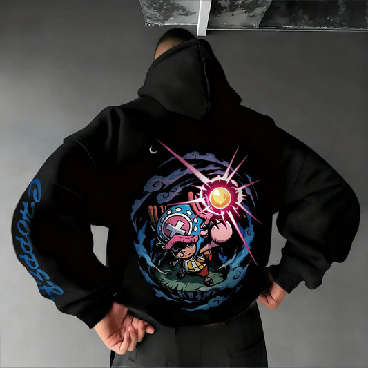 Anime Tony Tony Chopper Printed Hoodie Spring/Autumn Men's New Loose Casual American Street Hip Hop Parent Child Top