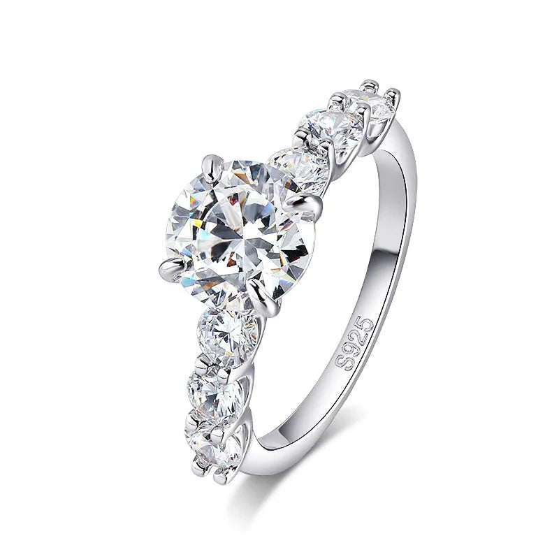 3.2CTTW Full Moissanite Wedding Rings for Women 7 Stones Sparkling Lab Diamond Band with Certificate S925 Sterling Silver