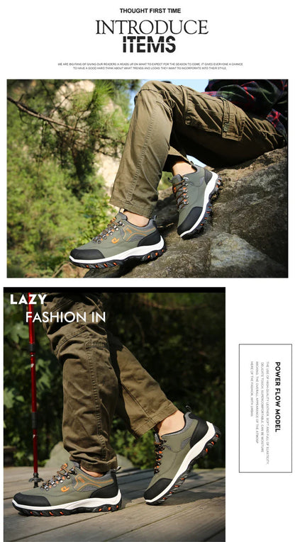 Men's Hiking Shoes Waterproof Leather Outdoor PU Shoes Wear-resistant Men Trekking Walking Hunting Tactical Sneakers