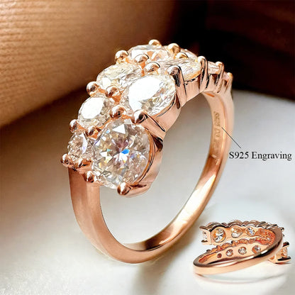 Full Moissanite Ring For Women S925 Silver D VVS 10 Gems Lab Diamond Adjustable Open Wedding Ring Band Fine Jewelry Gifts