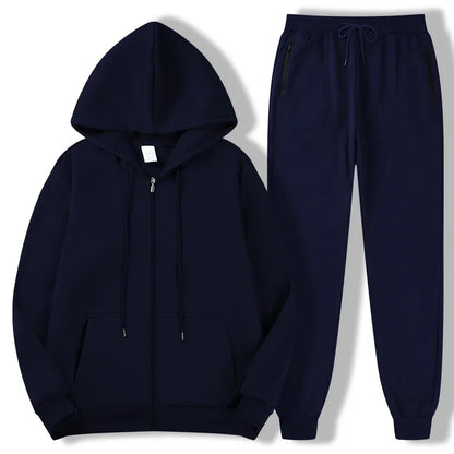 2025 Newest Men's Autumn Winter Collection Zip Hooded Sweatshirt and Trouser Two Piece Tracksuits