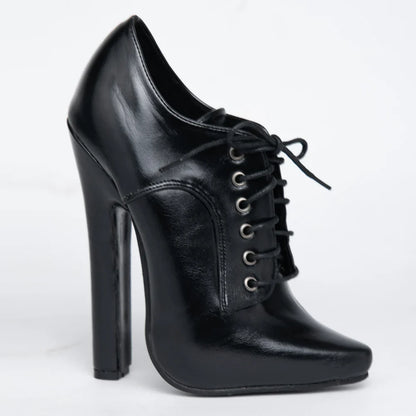 6 Inch High heel Fetish Lace Up Pointy Toe Unisex Drag Queen Pump