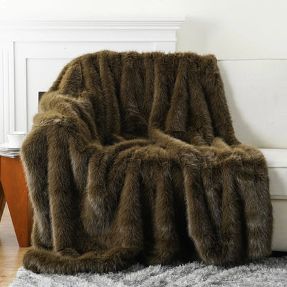 Fluffy Soft Blankets Luxury Fur blanket for Bed Sofa Mink Faux Fur Throw and Blankets Large Warm Blanket for Home Decor