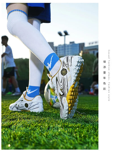 Kids Soccer Cleats Boys Girls Professional Football Shoes FG/TF Grass Training Non-Slip Athletic Sneakers Breathable Comfortable