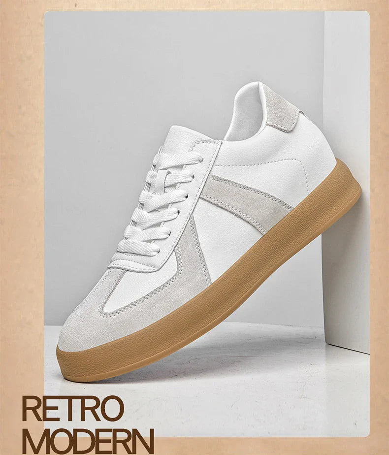 Invisible Height-Increasing Shoes 8cm German Training Shoes for Men, Summer Breathable Casual Sneakers, Genuine Leather Retro Versatile Forrest Gump Shoes 6cm