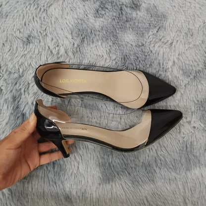 Women Pumps Spring Autumn PVC Transparent 5cm Low Heels Sexy Pointed Toe Slip-on Thin High Heels Party Wedding Shoes