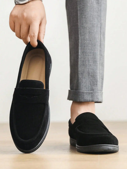 Business Commute Slip On Men's Loafers Preppy Breathable Suede Casual Shoes Outdoor Flats Non Slip Daily Walking Driving Shoes