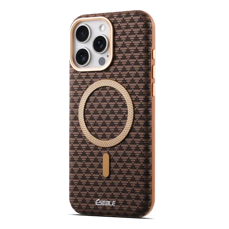 For Magsafe Magnetic Solid Color Triangle Pattern Phone Case for iPhone 17 Pro Max 15 13 14 16 Pro Max Bumper Back Cover
