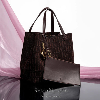 Large Capacity Letter Design Small Card Bag Accessories Handbag Fashion New Solid Color Women's Bucket Bag
