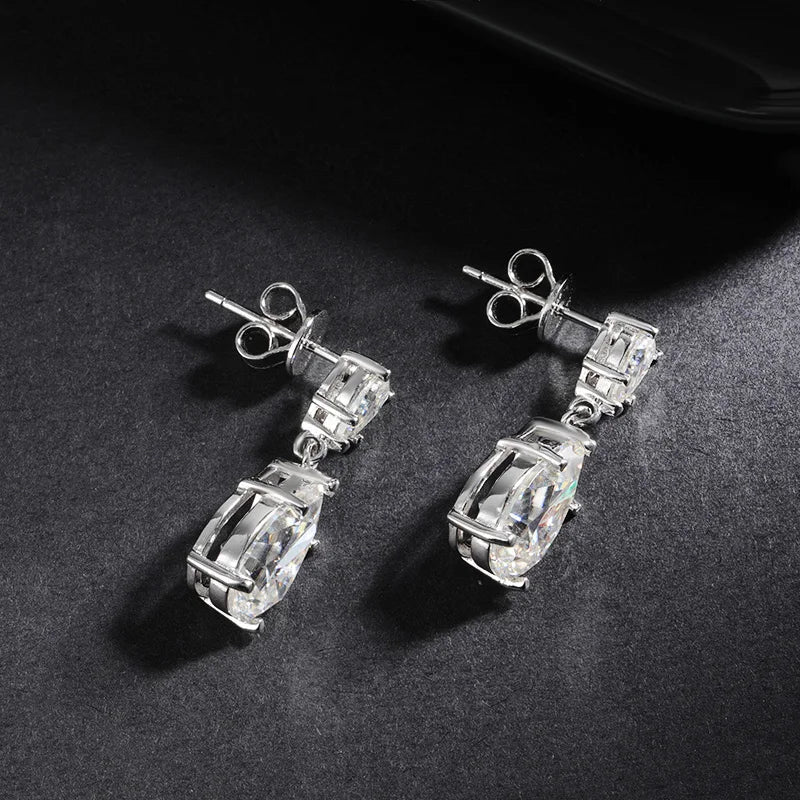 Pear Cut Mossanite Gemstone Drop Earrings 7*11MM for Women Lab Grown Emerald Pink Padparadscha Wedding Party Stud Earring