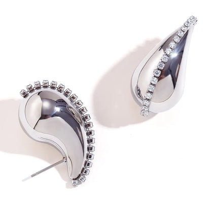 5CM Stainless Steel Water Drop Earring for Women Chunky Hollow Smooth Exaggerated Thick Large Jewelry 2023 New Design