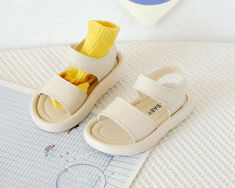 New Children Summer Sandals Boys Girls Fashion Pure Color Hook Sandals Baby Soft Breathable Shoes Kids Summer Beach Sandals