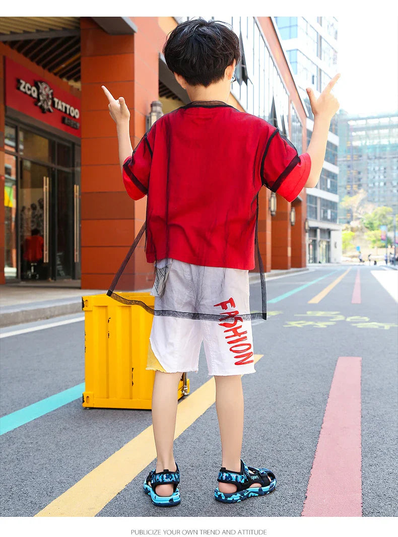 New Summer Beach Water Children Sandals Fashion Shoes Lightweight Non-slip Soft Bottom Shading Leather Boys Comfortable