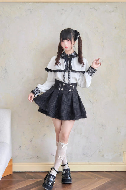 Japanese Sweet Girls Tweed Short Skirt 2025 Spring New Original Mine Series Mass Production Bud Suit High Waist Y2k Lolita Skirt