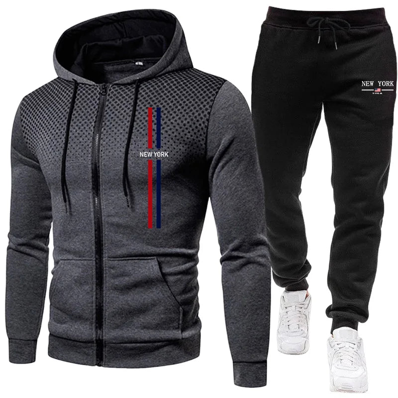 2025 Brand New Men's Tracksuit Hoodie Sweatpants Urban Casual Fashion Sportswear Autumn Winter Daily Casual Sporty Zipper Outfit
